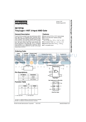 NC7ST08L6X datasheet - TinyLogic HST 2-Input AND Gate