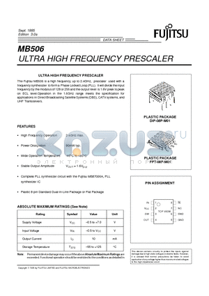 MB506 datasheet - ULTRA HIGH FREQUENCY PRESCALER