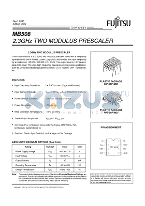 MB508 datasheet - 2.3GHz TWO MODULUS PRESCALER