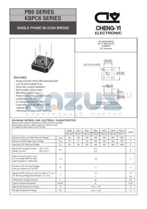 KBPC604 datasheet - SINGLE-PHASE SILICON BRIDGE