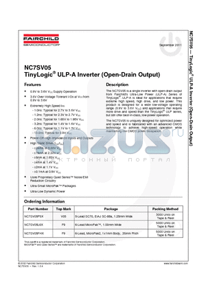 NC7SV05P5X_11 datasheet - TinyLogic^ ULP-A Inverter (Open-Drain Output)