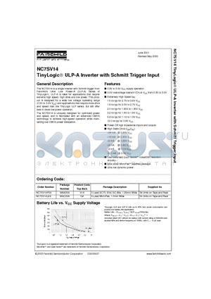 NC7SV14P5X datasheet - TinyLogic ULP-A Inverter with Schmitt Trigger Input