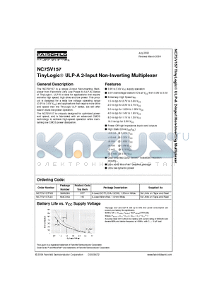 NC7SV157L6X datasheet - TinyLogic ULP-A 2-Input Non-Inverting Multiplexer