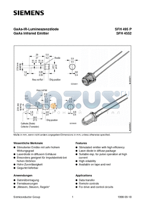 Q62703-Q7891 datasheet - GaAs-IR-Lumineszenzdiode GaAs Infrared Emitter