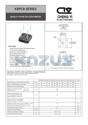 KBPC8 datasheet - SINGLE-PHASE SILICON BRIDGE