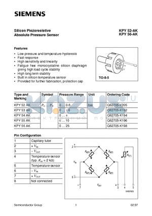 Q62705-K192 datasheet - Silicon Piezoresistive Absolute Pressure Sensor