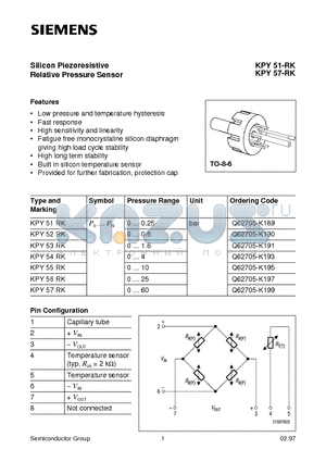 Q62705-K199 datasheet - Silicon Piezoresistive Relative Pressure Sensor