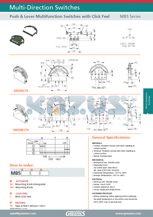 MB5MKCTR datasheet - Push & Lever Multifunction Switches with Click Feel