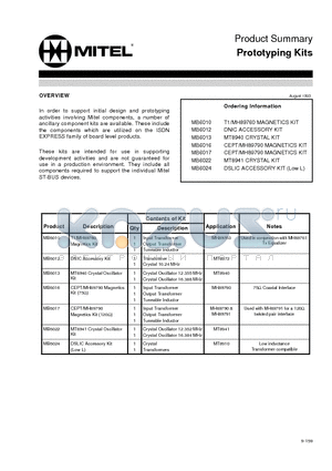 MB6010 datasheet - Product Summary Prototyping Kits