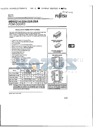 MB6021A datasheet - SINGLE CHIP CODEC WITH FILTERS