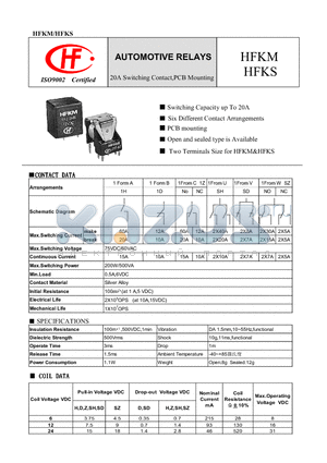 HFKM datasheet - 20A Switeching Contact, PCB Mounting