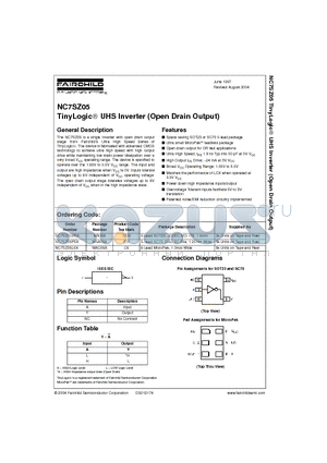 NC7SZ05P5X datasheet - TinyLogic UHS Inverter (Open Drain Output)