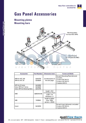 Q646700 datasheet - Gas Panel Accessories