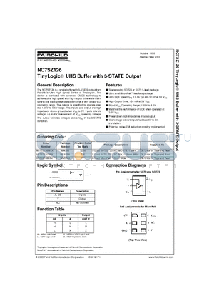 NC7SZ126 datasheet - TinyLogic UHS Buffer with 3-STATE Output