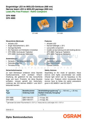 Q65110A1570 datasheet - Engwinklige LED im MIDLED-Gehuse (880 nm)