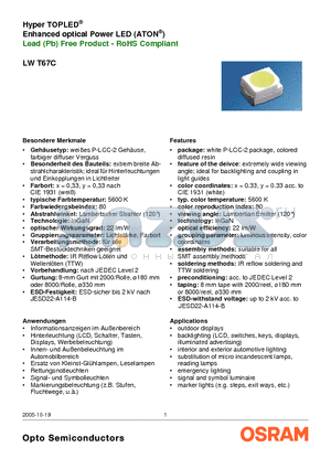 Q65110A1942 datasheet - Hyper TOPLED^ Enhanced optical Power LED