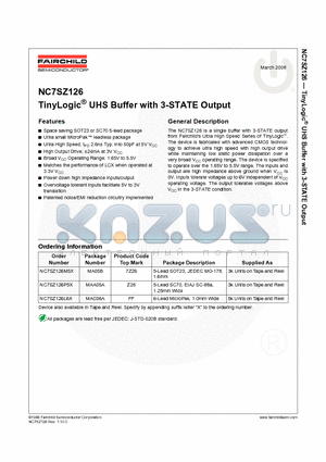 NC7SZ126P5X datasheet - TinyLogic^UHS Buffer with 3-STATE Output