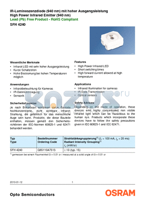 Q65110A7513 datasheet - IR-Lumineszenzdiode (940 nm) mit hoher Ausgangsleistung