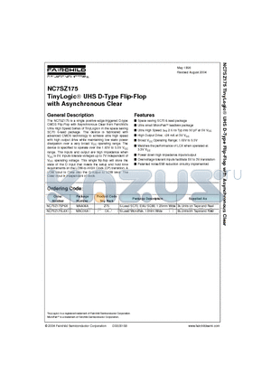 NC7SZ175 datasheet - TinyLogic UHS D-Type Flip-Flop with Asynchronous Clear
