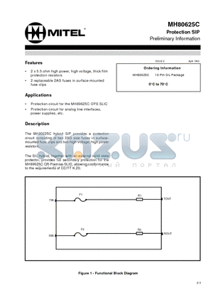MH80625C datasheet - Protection SIP Preliminary Information