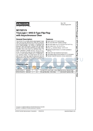 NC7SZ175L6X datasheet - TinyLogic UHS D-Type Flip-Flop with Asynchronous Clear