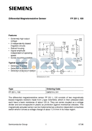 Q65210-L101 datasheet - Differential Magnetoresistive Sensor