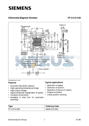 Q65412-D250 datasheet - Differential Magneto Resistor
