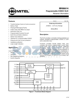 MH88614 datasheet - Programmable CODEC SLIC Advance Information