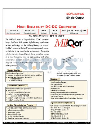 MQFL-270-09S datasheet - HIGH RELIABILITY DC-DC CONVERTER
