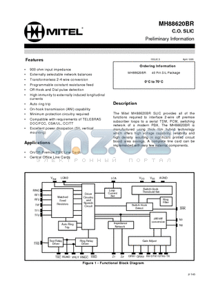 MH88620BR datasheet - C.O. SLIC Preliminary Information