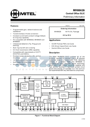 MH88628 datasheet - Central Office SLIC Preliminary Information