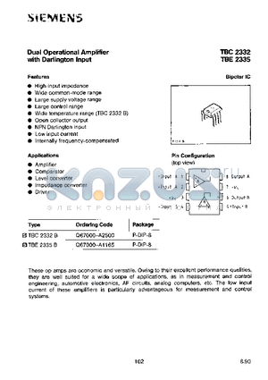 Q67000-A1165 datasheet - DUAL OPERATIONAL AMPLIFIER WITH DARLINGTON INPUT