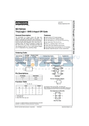 NC7SZ332_04 datasheet - TinyLogic UHS 3-Input OR Gate