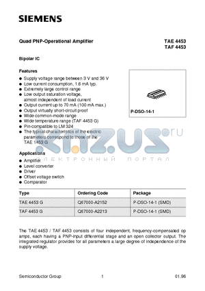 Q67000-A2152 datasheet - Quad PNP-Operational Amplifier