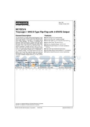 NC7SZ374 datasheet - TinyLogic UHS D-Type Flip-Flop with 3-STATE Output