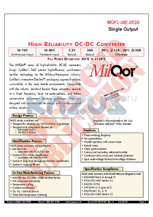 MQFL-28E-3R3S-Y-ES datasheet - HIGH RELIABILITY DC-DC CONVERTER