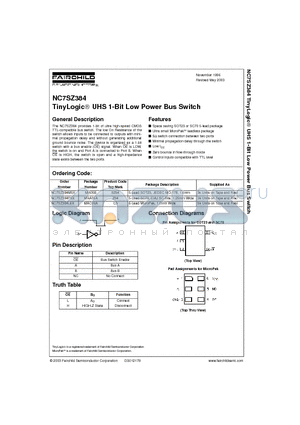 NC7SZ384L6X datasheet - TinyLogic UHS 1-Bit Low Power Bus Switch