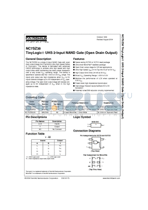 NC7SZ38 datasheet - TinyLogic UHS 2-Input NAND Gate (Open Drain Output)