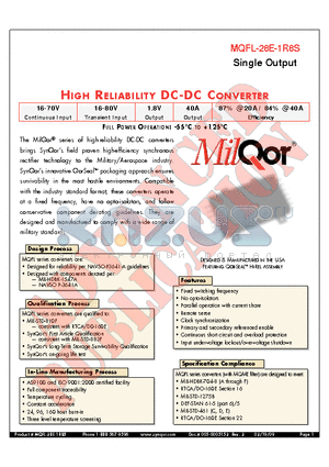 MQFL-28E-1R8S datasheet - HIGH RELIABILITY DC-DC CONVERTER
