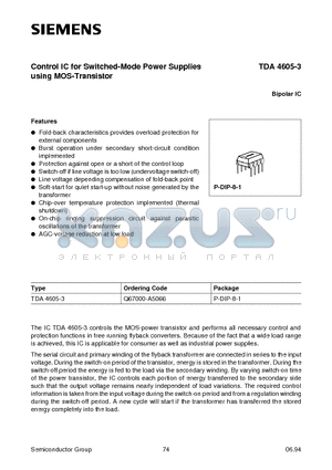 Q67000-A5066 datasheet - Control IC for Switched-Mode Power Supplies using MOS-Transistor