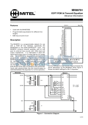 MH89791 datasheet - CEPT PCM 30 Transmit Equalizer Advance Information