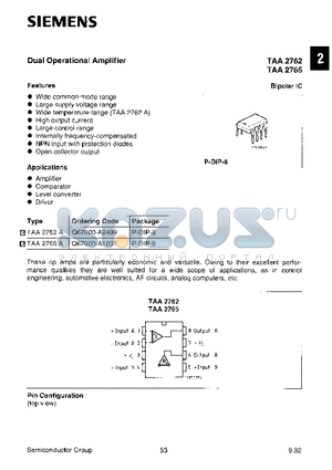 Q67000-A2499 datasheet - DUAL OPERATIONAL AMPLIFIER