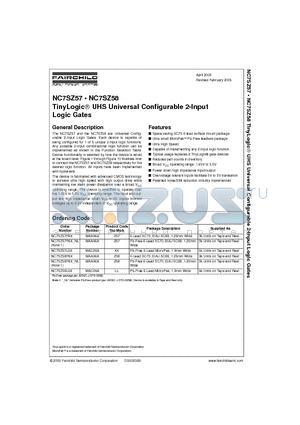 NC7SZ57 datasheet - TinyLogic UHS Universal Configurable 2-Input Logic Gates