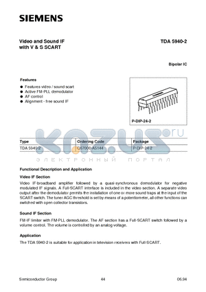 Q67000-A5144 datasheet - Video and Sound IF with V & S SCART