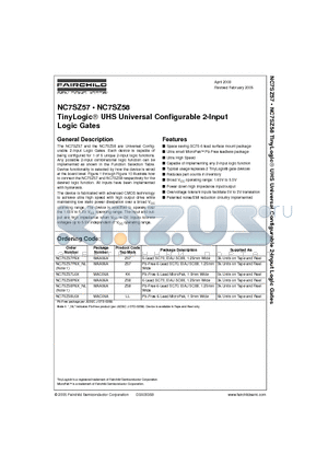 NC7SZ58L6X datasheet - TinyLogic UHS Universal Configurable 2-Input Logic Gates