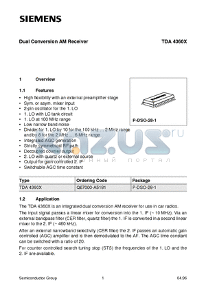 Q67000-A5181 datasheet - Dual Conversion AM Receiver