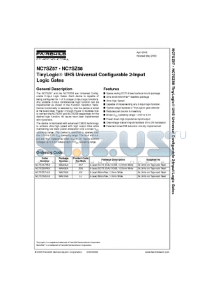 NC7SZ58 datasheet - TinyLogic UHS Universal Configurable 2-Input