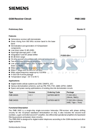 Q67000-A6072 datasheet - GSM Receiver Circuit