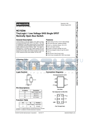 NC7SZ66M5X datasheet - TinyLogic Low Voltage UHS Single SPST