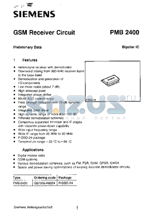 Q67000-A6024 datasheet - GSM RECEIVER CIRCUIT